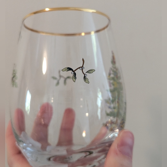 NWT set of 2 Spode Christmas tree stemless wine glasses - Picture 7 of 12